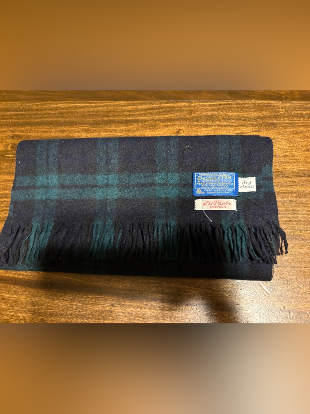 Vintage Pendleton authentic Black watch tartan Plaid Wool Scarf